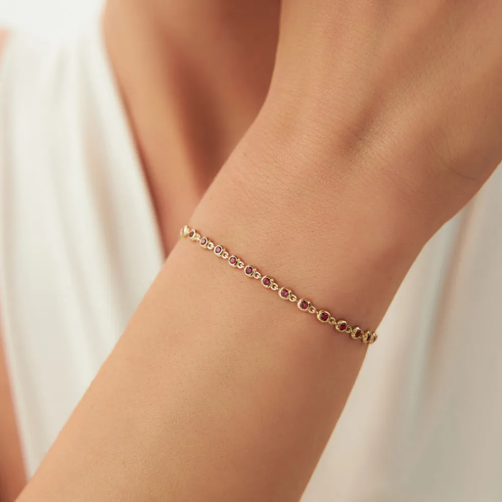 14k Bezel Set Ruby Tennis Bracelet