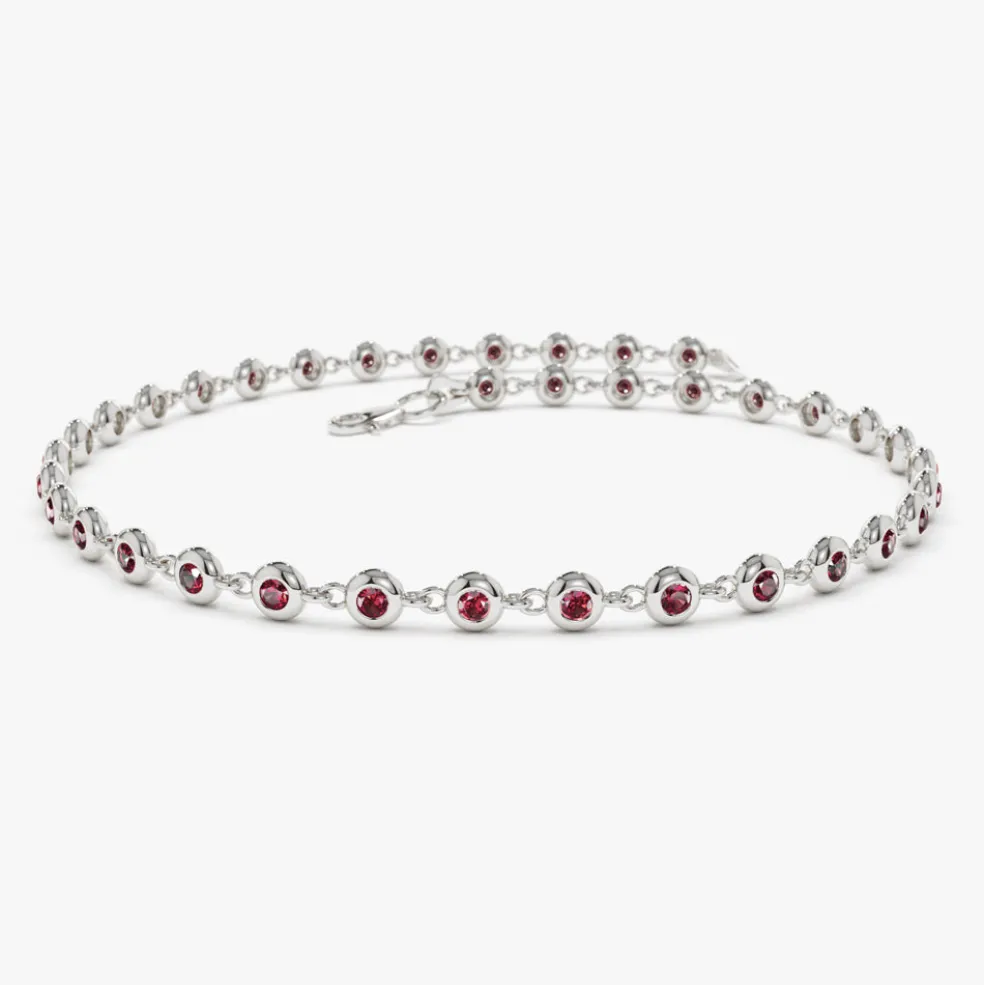 14k Bezel Set Ruby Tennis Bracelet