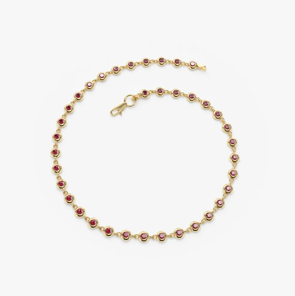 14k Bezel Set Ruby Tennis Bracelet