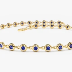 14k Bezel Set Sapphire Tennis Bracelet