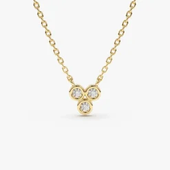 14k Bezel Set Trio Diamond Necklace