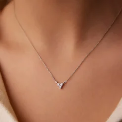 14k Bezel Set Trio Diamond Necklace
