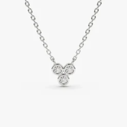 14k Bezel Set Trio Diamond Necklace