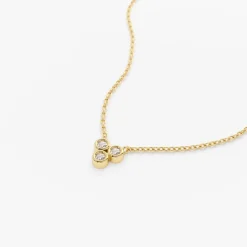 14k Bezel Set Trio Diamond Necklace