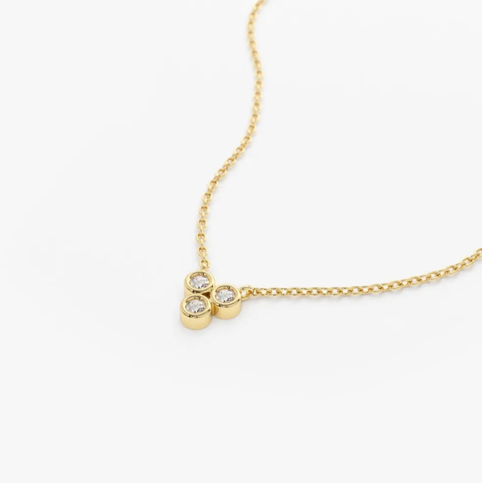 14k Bezel Set Trio Diamond Necklace