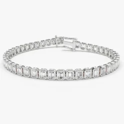 14k Bezel Setting 5.75 ctw Emerald Cut Diamond Tennis Bracelet