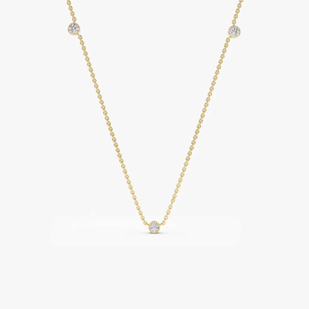 14k Bezel Setting Diamond by the Yard Necklace
