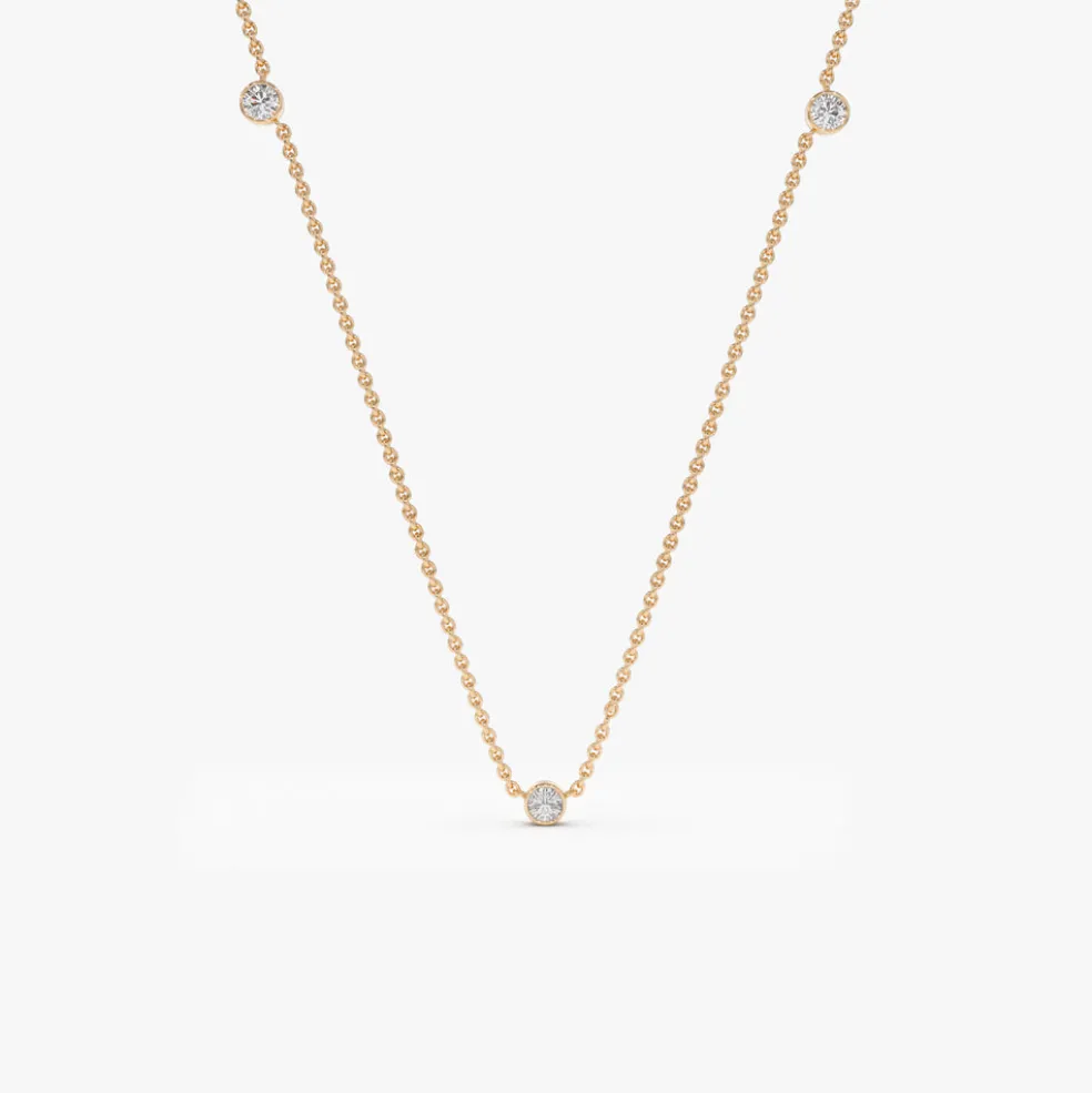 14k Bezel Setting Diamond by the Yard Necklace