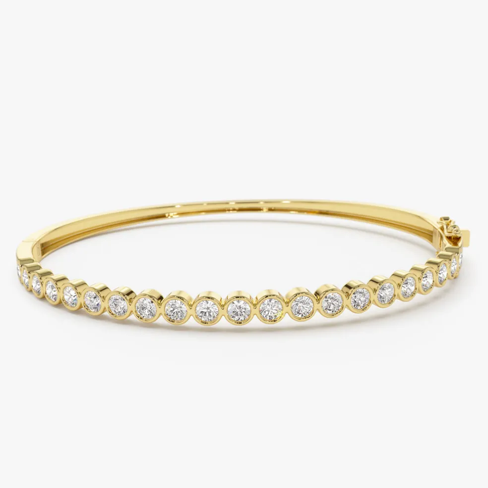 14K Bezel Setting Diamond Bangle