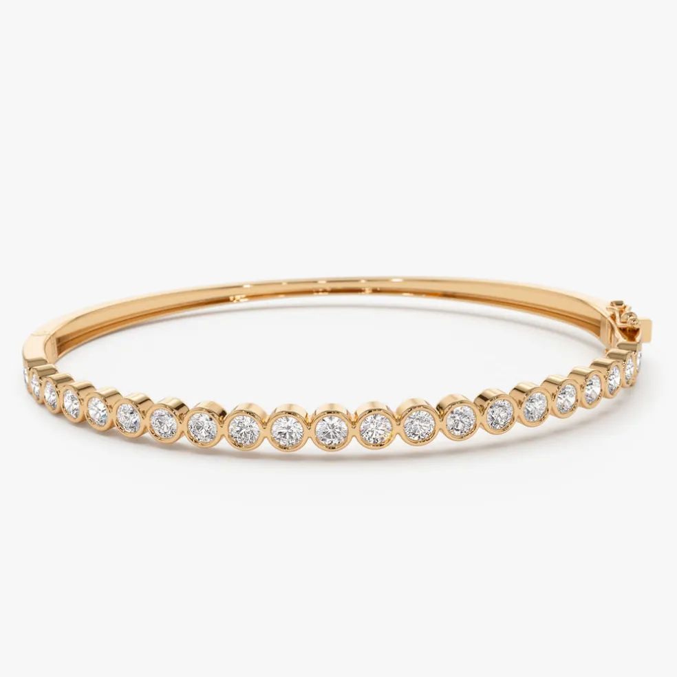 14K Bezel Setting Diamond Bangle