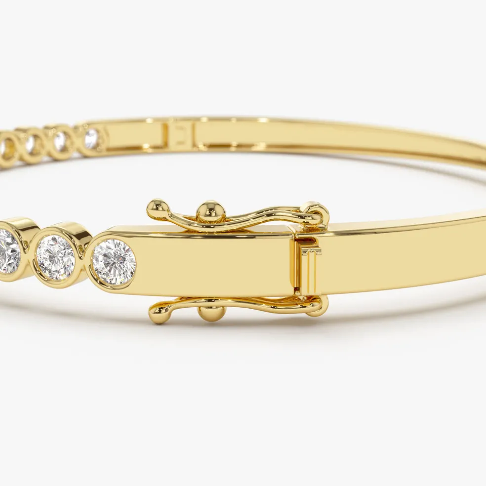 14K Bezel Setting Diamond Bangle