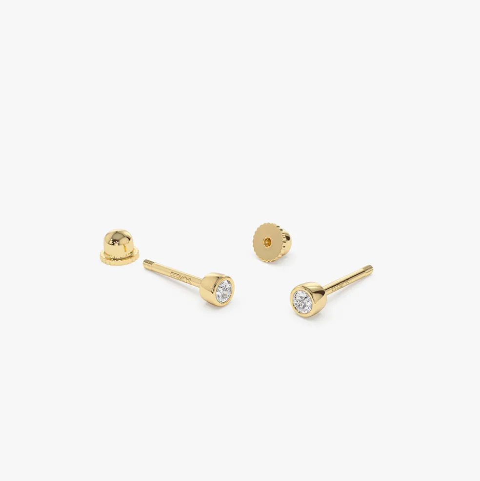 14k Bezel Setting Diamond Stud Piercing