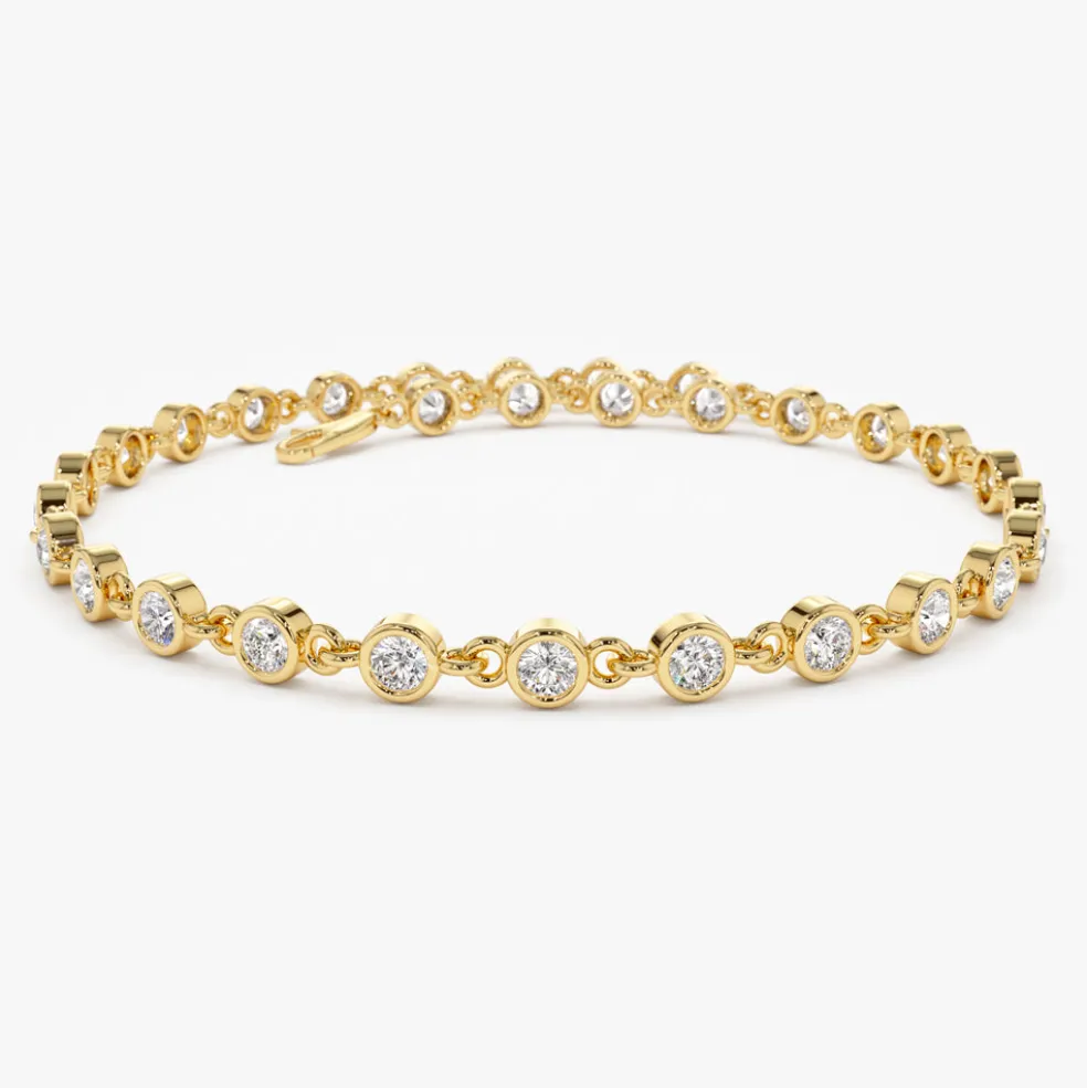 14k Bezel Setting Diamond Tennis Bracelet