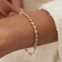 14k Bezel Setting Diamond Tennis Bracelet