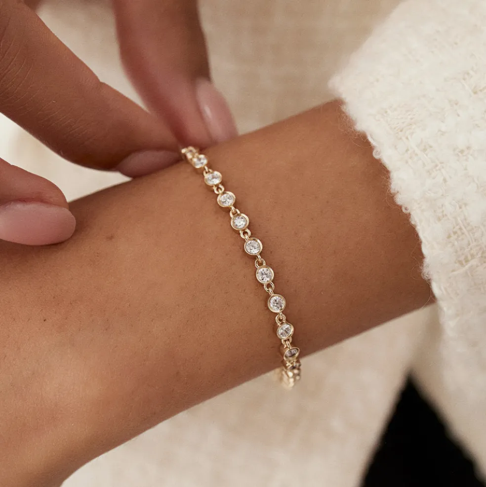 14k Bezel Setting Diamond Tennis Bracelet