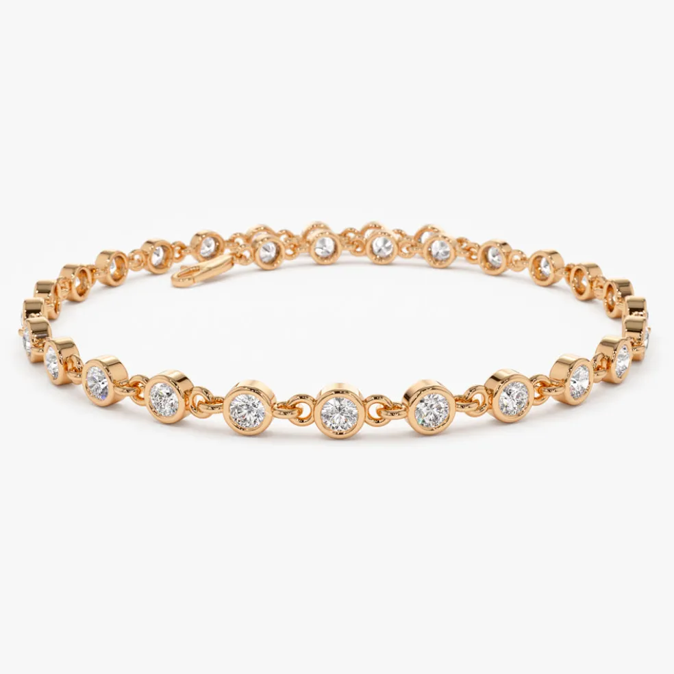 14k Bezel Setting Diamond Tennis Bracelet