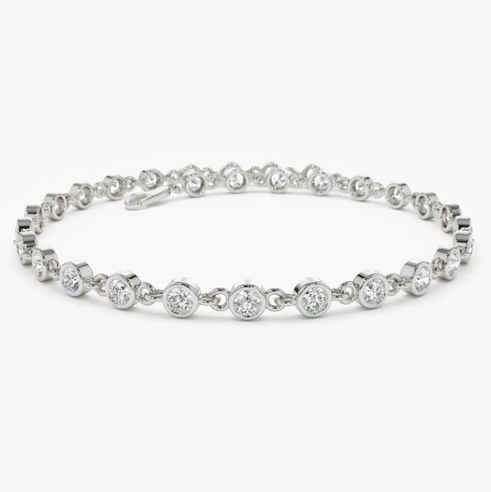 14k Bezel Setting Diamond Tennis Bracelet