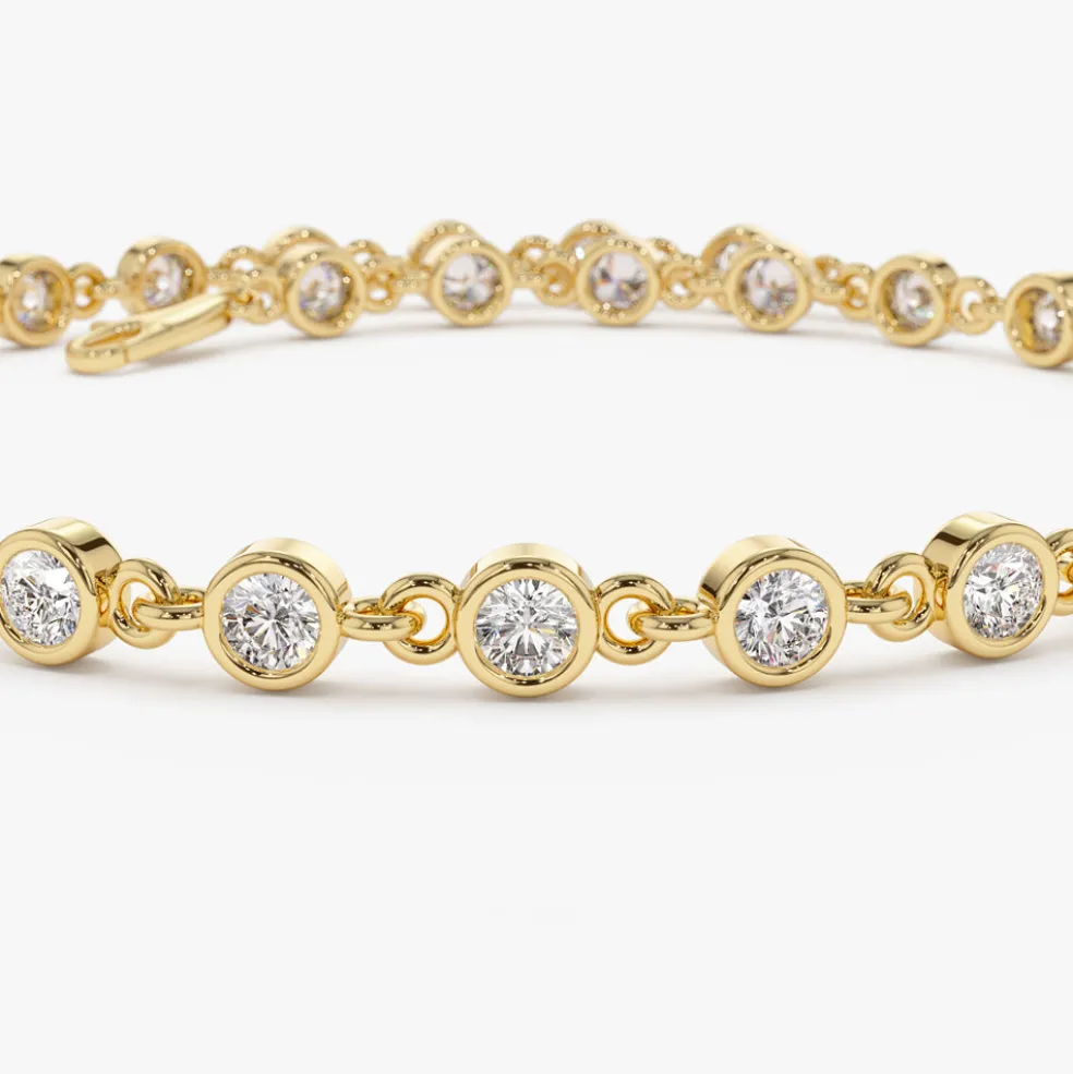 14k Bezel Setting Diamond Tennis Bracelet