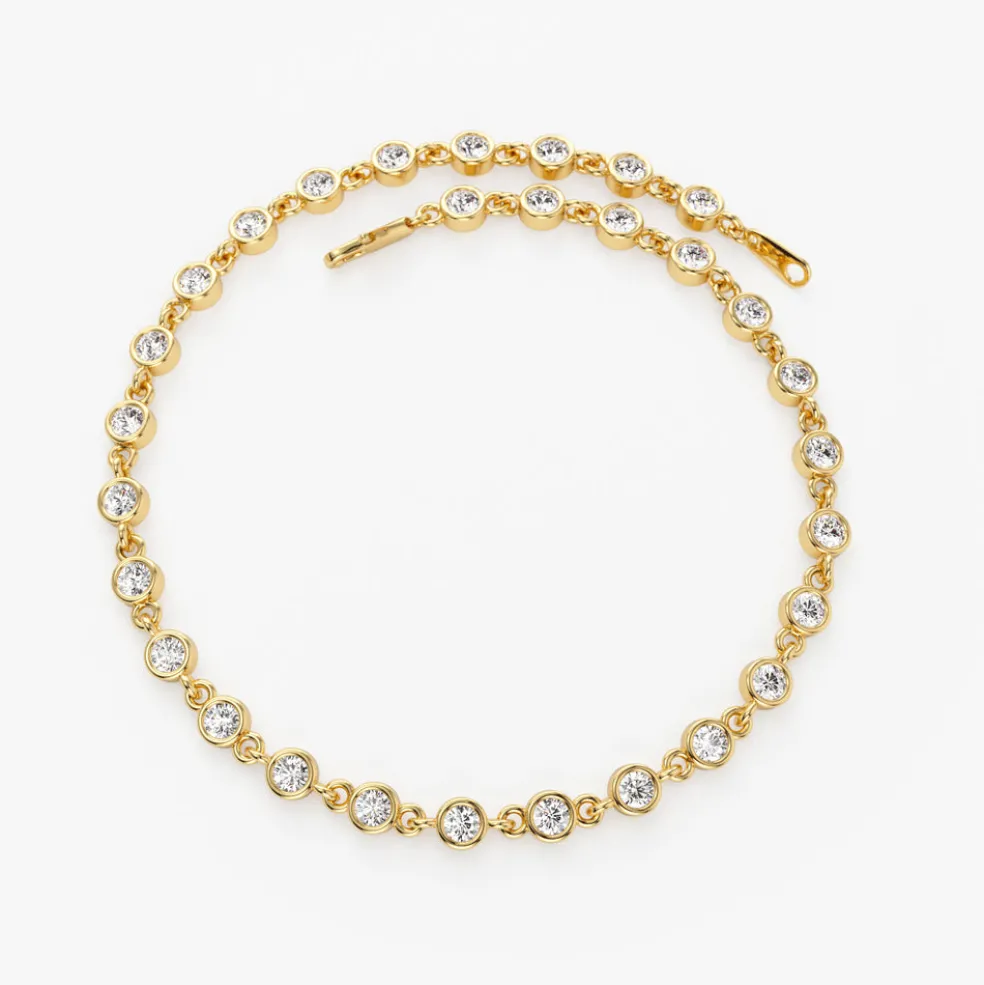 14k Bezel Setting Diamond Tennis Bracelet