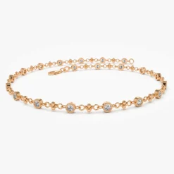 14k Bezel Setting Diamond with Milgrain Bracelet
