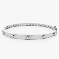 14k Bezel Setting Marquise Shaped Diamond Bangle