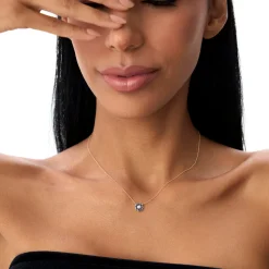 14K Bezel Setting Sapphire Flower Diamond Necklace