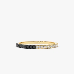 14k Black & White Diamond Micro Pave Eternity Band