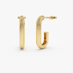 14k Bold Paper Clip Hoop Earrings