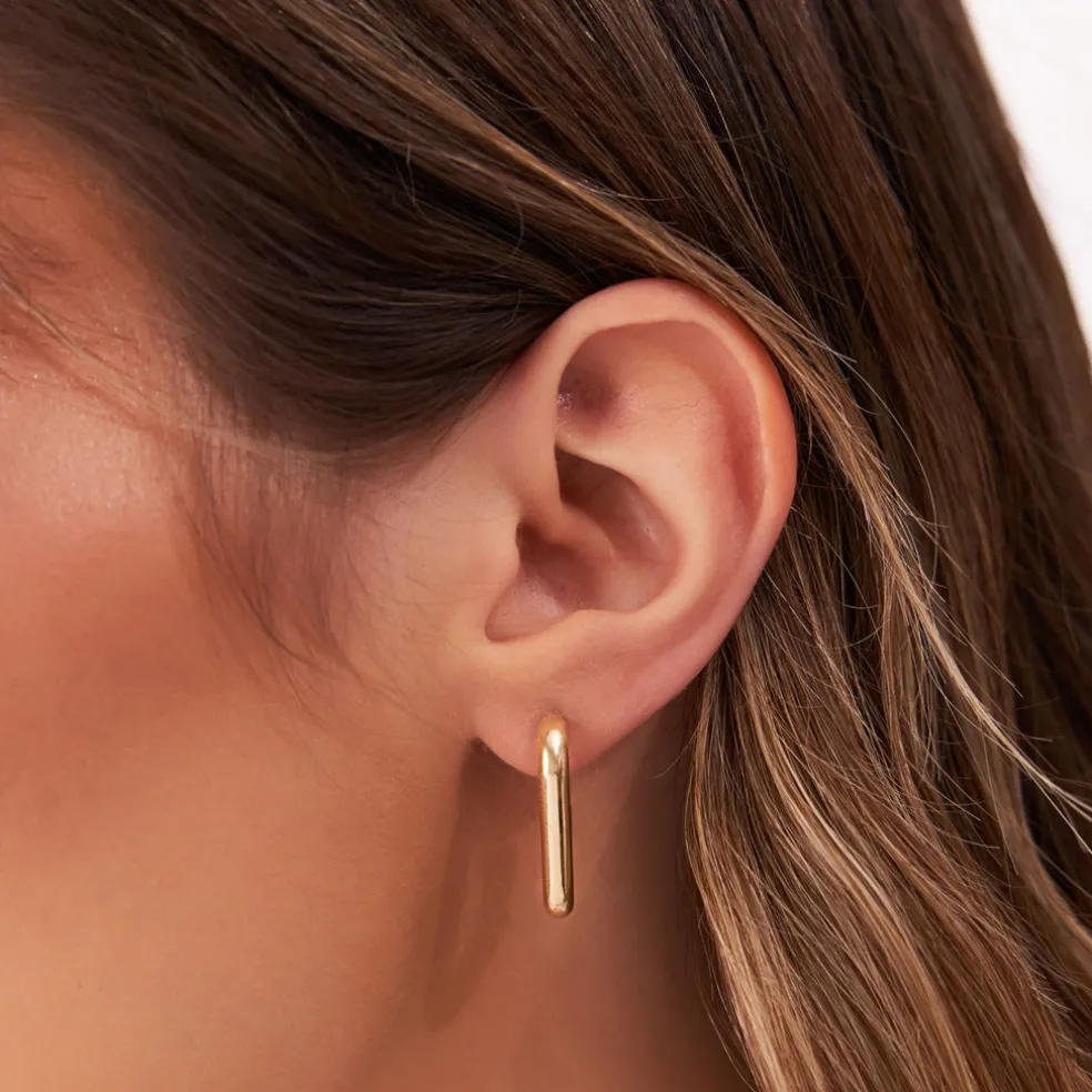 14k Bold Paper Clip Hoop Earrings