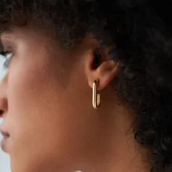 14k Bold Paper Clip Hoop Earrings