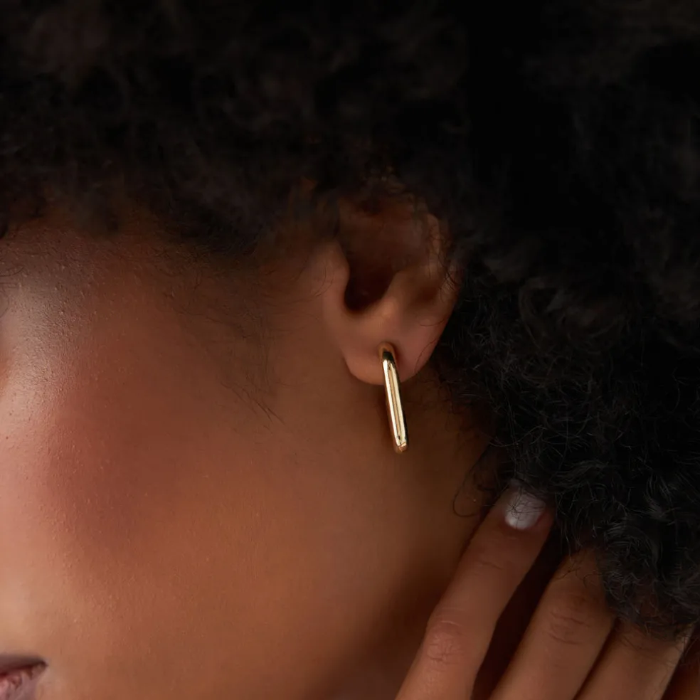 14k Bold Paper Clip Hoop Earrings