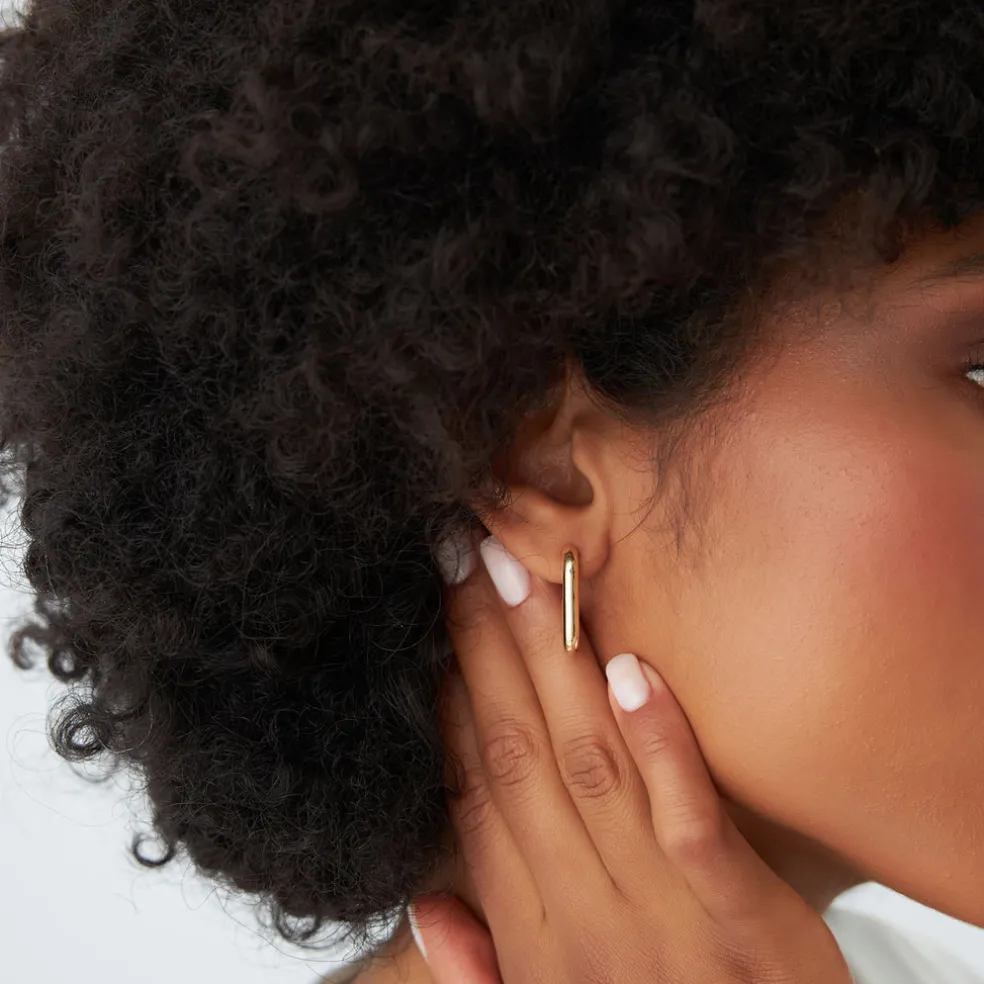 14k Bold Paper Clip Hoop Earrings