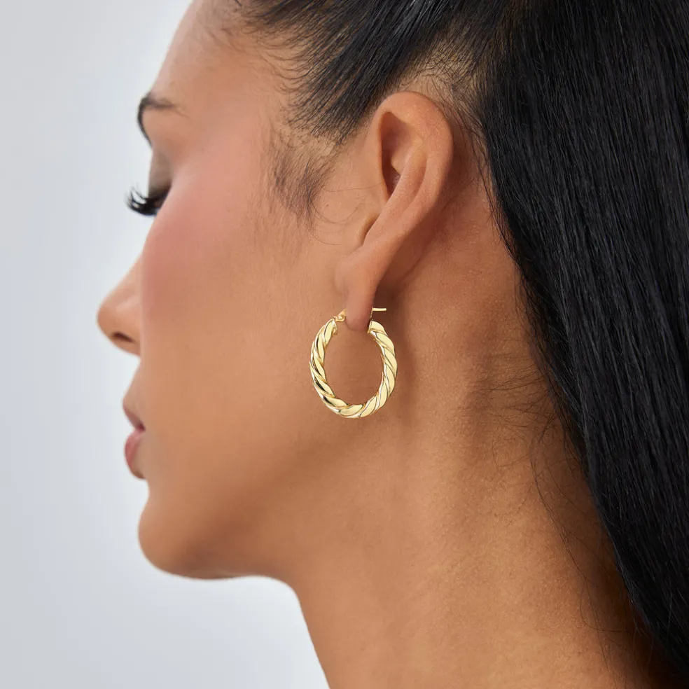 14k Bold Twisted Oval Hoops