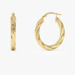 14k Bold Twisted Oval Hoops