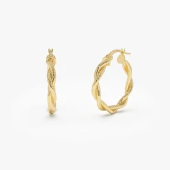 14k Braided Hoop Earrings 20MM