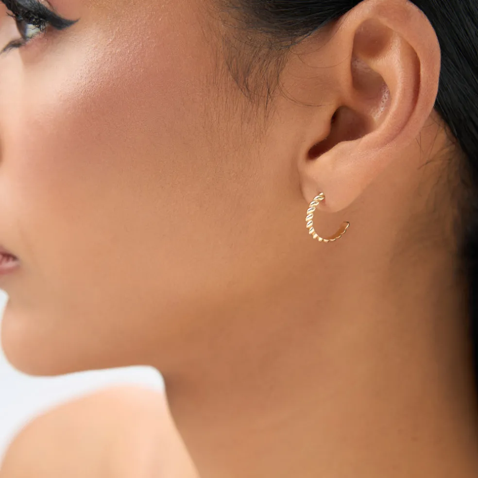 14k Braided 3MM Twist Earrings