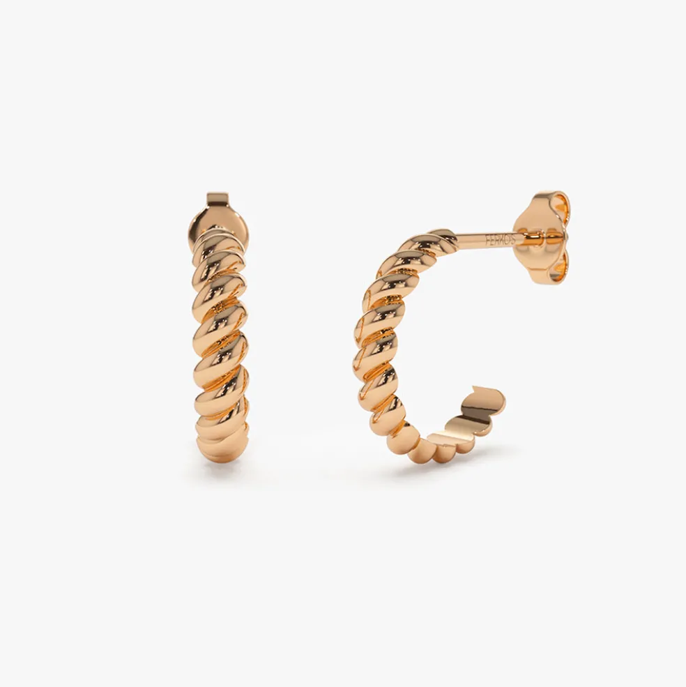 14k Braided 3MM Twist Earrings