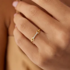 14k Braided Stackable Pave Diamond Ring