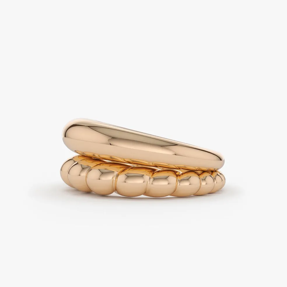 14k Bubble Ring Set