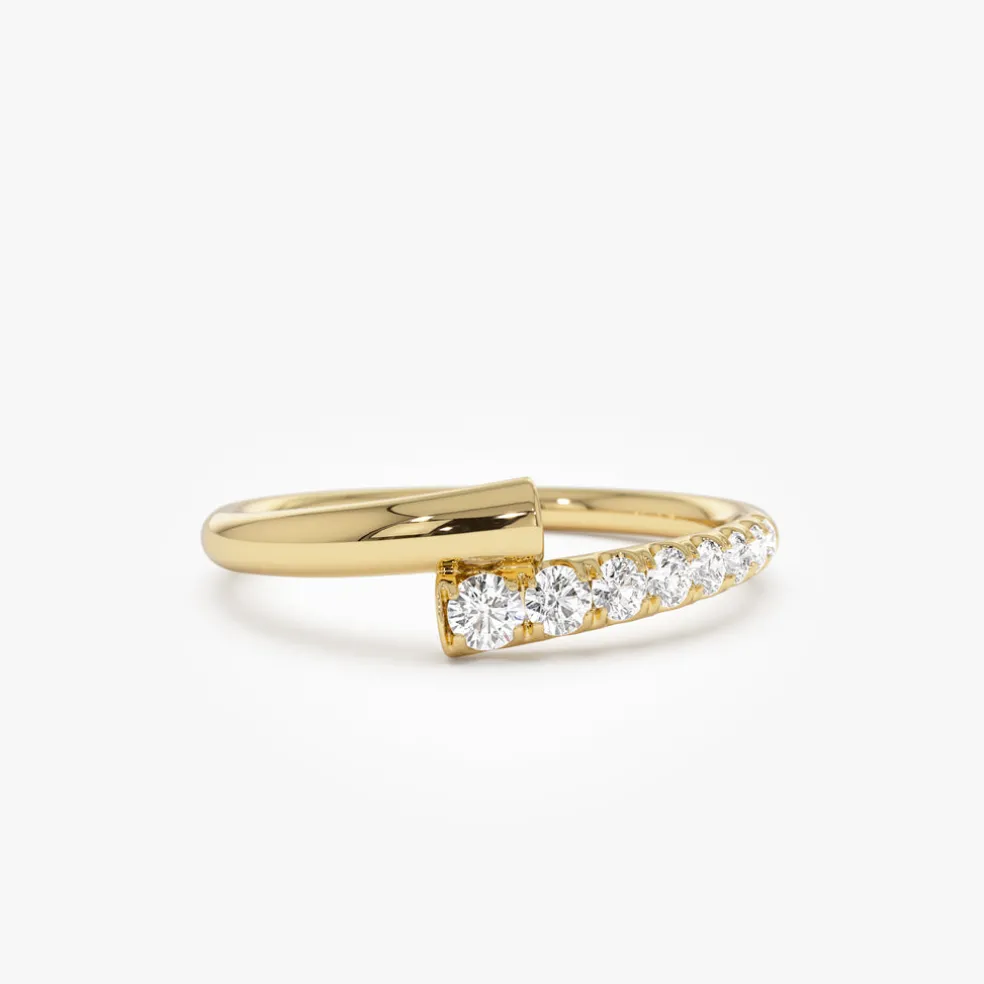 14k Bypass Gold & Pave Diamond Ring