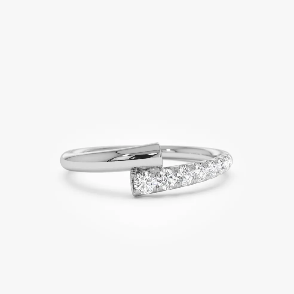 14k Bypass Gold & Pave Diamond Ring