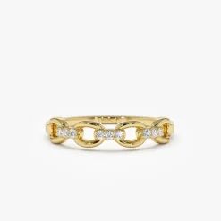 14K Cable Chain Link Diamond Ring