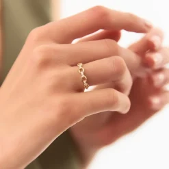 14K Cable Chain Link Diamond Ring