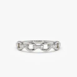 14K Cable Chain Link Diamond Ring