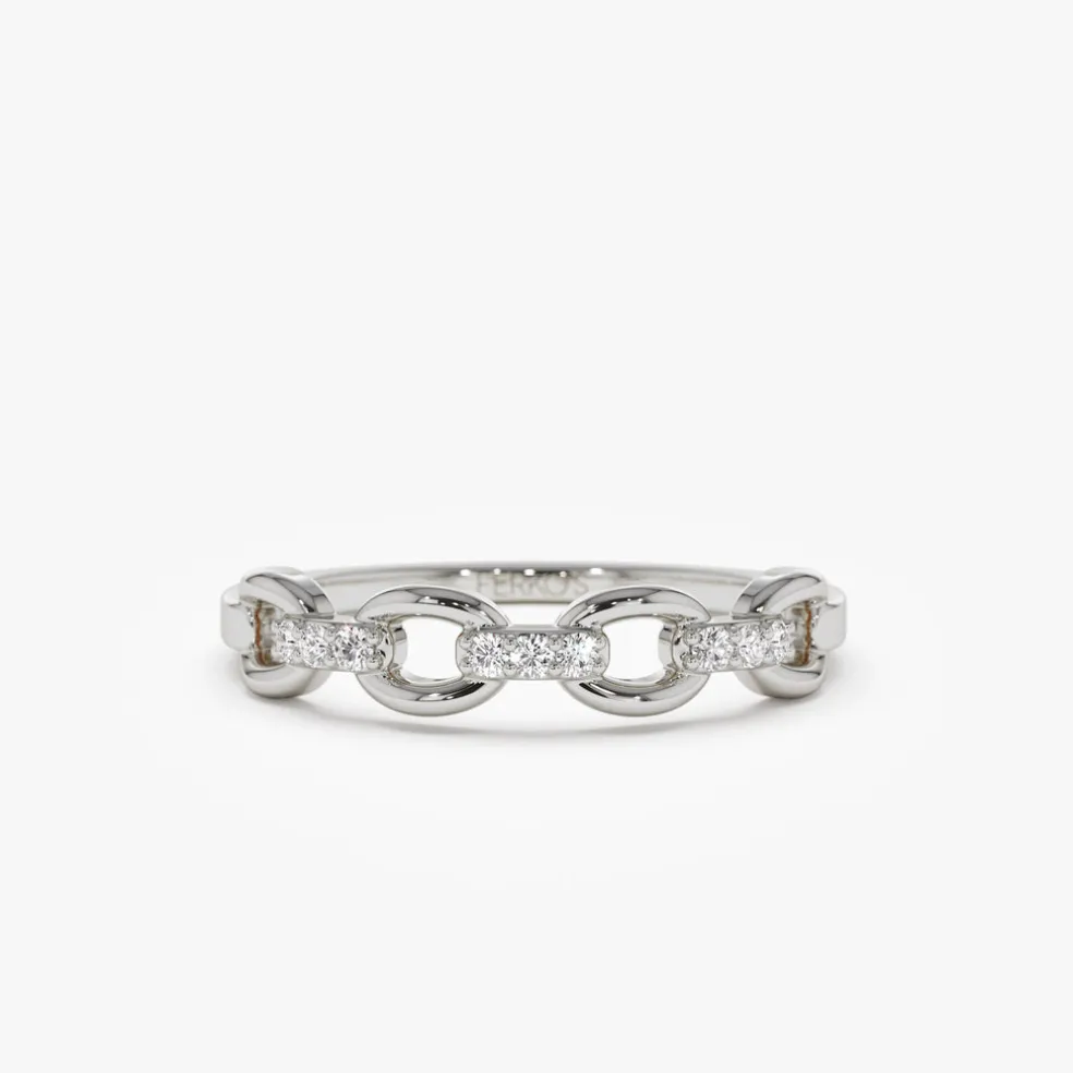 14K Cable Chain Link Diamond Ring