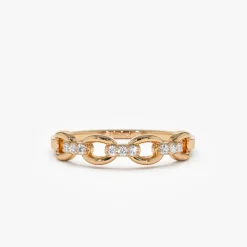 14K Cable Chain Link Diamond Ring