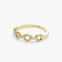 14K Cable Chain Link Diamond Ring
