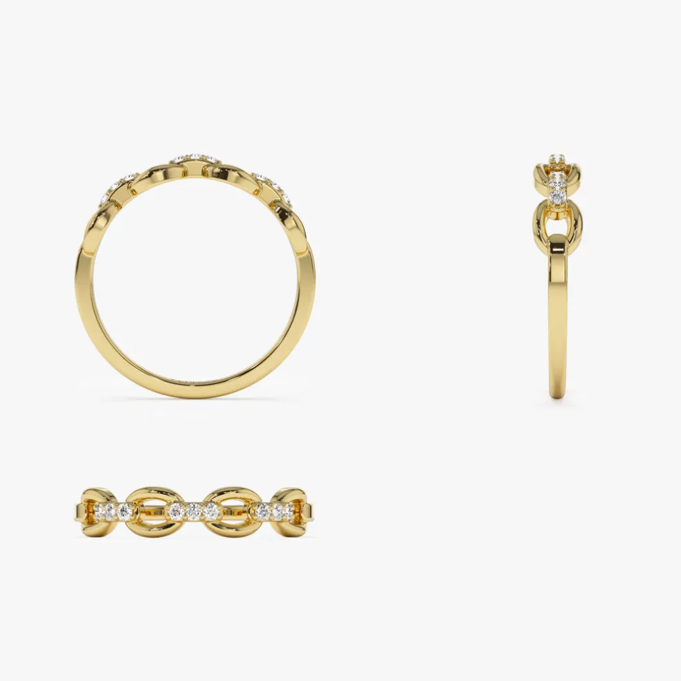 14K Cable Chain Link Diamond Ring