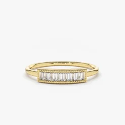 14k Channel Set Baguette Diamond Ring