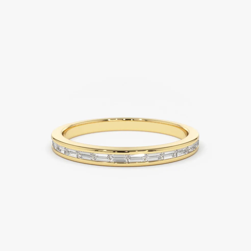 14K Channel Set Baguette Diamond Band